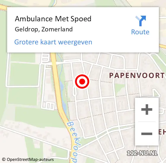 Locatie op kaart van de 112 melding: Ambulance Met Spoed Naar Geldrop, Zomerland op 14 november 2017 18:21