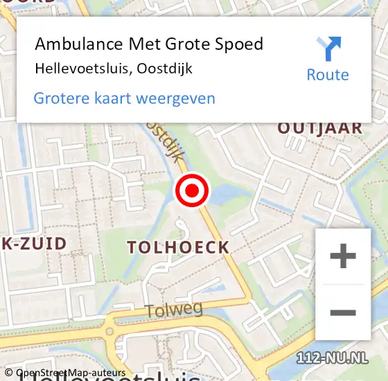 Locatie op kaart van de 112 melding: Ambulance Met Grote Spoed Naar Hellevoetsluis, Oostdijk op 14 november 2017 18:26