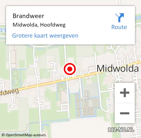 Locatie op kaart van de 112 melding: Brandweer Midwolda, Hoofdweg op 14 november 2017 19:05