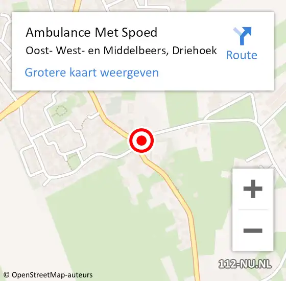 Locatie op kaart van de 112 melding: Ambulance Met Spoed Naar Oost- West- en Middelbeers, Driehoek op 14 november 2017 19:05