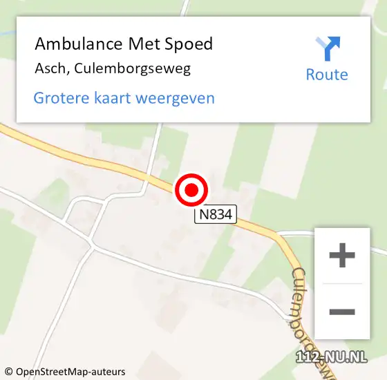 Locatie op kaart van de 112 melding: Ambulance Met Spoed Naar Asch, Culemborgseweg op 14 november 2017 19:29