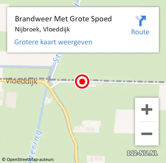 Locatie op kaart van de 112 melding: Brandweer Met Grote Spoed Naar Nijbroek, Vloeddijk op 14 november 2017 19:33