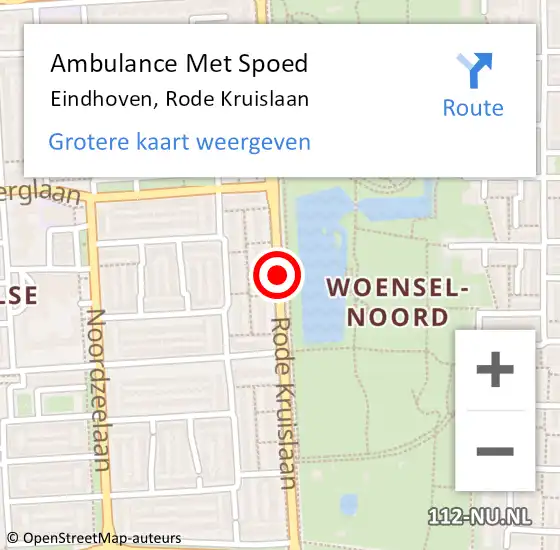 Locatie op kaart van de 112 melding: Ambulance Met Spoed Naar Eindhoven, Rode Kruislaan op 14 november 2017 19:36