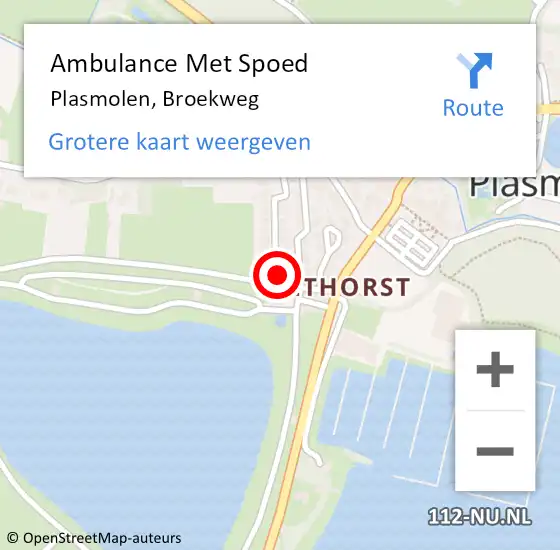 Locatie op kaart van de 112 melding: Ambulance Met Spoed Naar Plasmolen, Broekweg op 14 november 2017 19:36