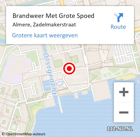 Locatie op kaart van de 112 melding: Brandweer Met Grote Spoed Naar Almere, Zadelmakerstraat op 14 november 2017 19:51