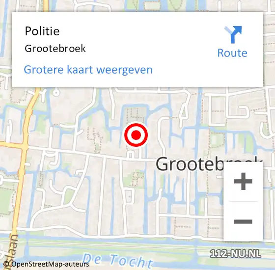 Locatie op kaart van de 112 melding: Politie Grootebroek op 14 november 2017 19:51