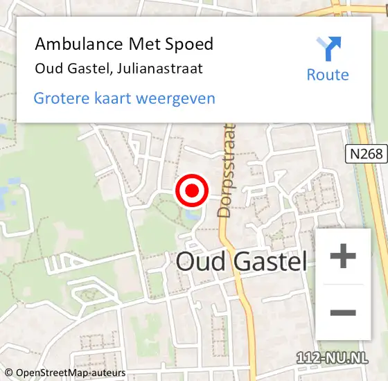 Locatie op kaart van de 112 melding: Ambulance Met Spoed Naar Oud Gastel, Julianastraat op 14 november 2017 20:15