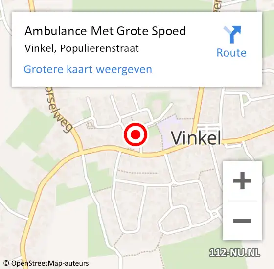 Locatie op kaart van de 112 melding: Ambulance Met Grote Spoed Naar Vinkel, Populierenstraat op 14 november 2017 20:26