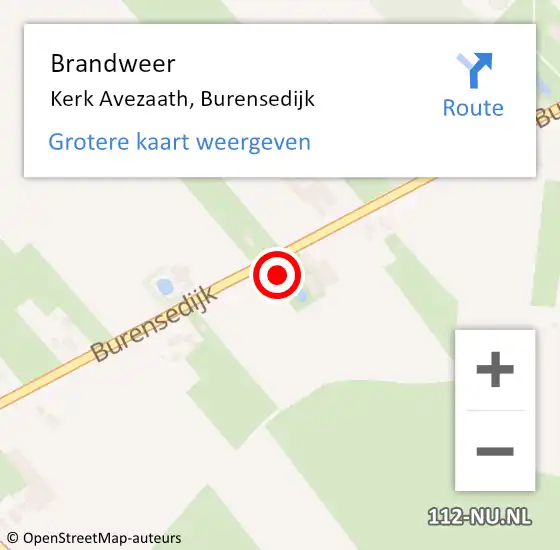 Locatie op kaart van de 112 melding: Brandweer Kerk Avezaath, Burensedijk op 14 november 2017 20:34