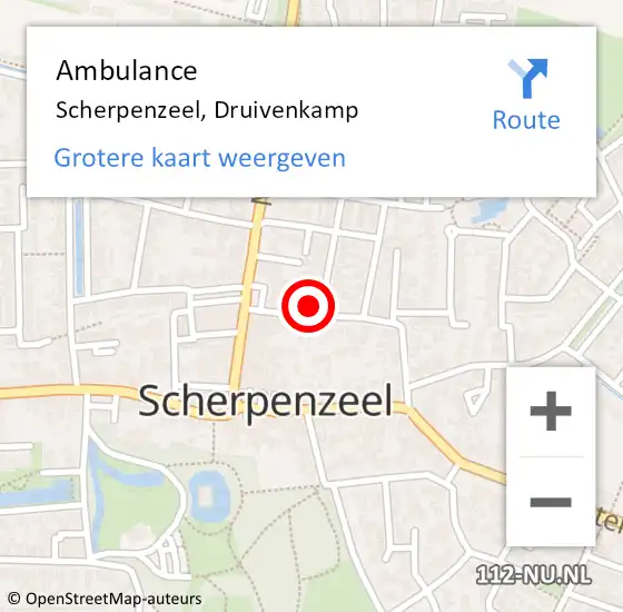 Locatie op kaart van de 112 melding: Ambulance Scherpenzeel, Druivenkamp op 14 november 2017 20:36