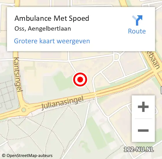 Locatie op kaart van de 112 melding: Ambulance Met Spoed Naar Oss, Aengelbertlaan op 14 november 2017 20:55