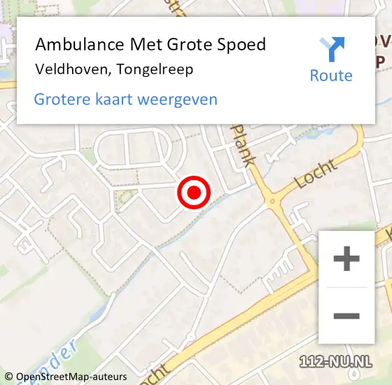 Locatie op kaart van de 112 melding: Ambulance Met Grote Spoed Naar Veldhoven, Tongelreep op 14 november 2017 21:50