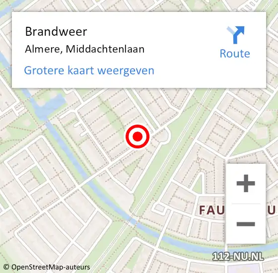Locatie op kaart van de 112 melding: Brandweer Almere, Middachtenlaan op 14 november 2017 21:54