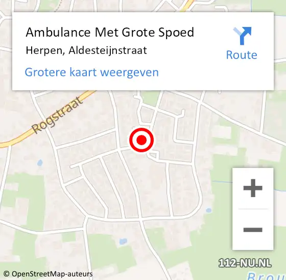 Locatie op kaart van de 112 melding: Ambulance Met Grote Spoed Naar Herpen, Aldesteijnstraat op 14 november 2017 22:36