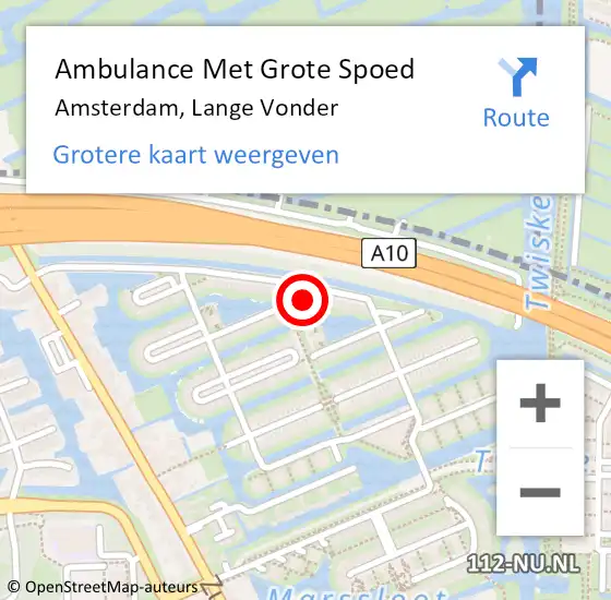 Locatie op kaart van de 112 melding: Ambulance Met Grote Spoed Naar Amsterdam, Lange Vonder op 14 november 2017 23:15