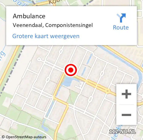 Locatie op kaart van de 112 melding: Ambulance Veenendaal, Componistensingel op 14 november 2017 23:43