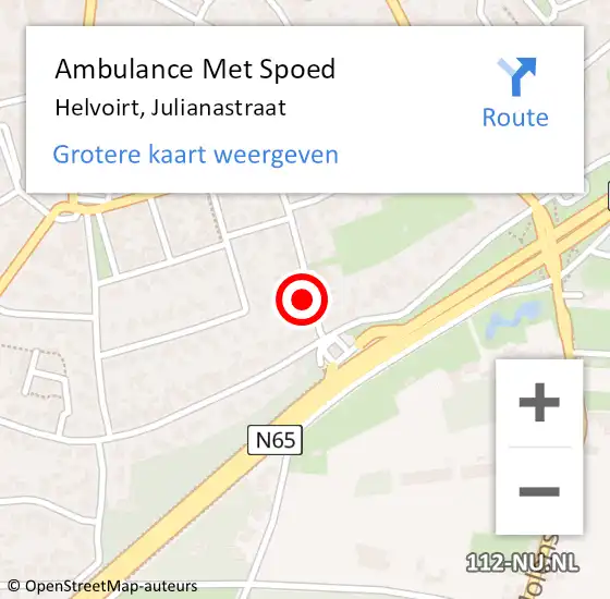 Locatie op kaart van de 112 melding: Ambulance Met Spoed Naar Helvoirt, Julianastraat op 15 november 2017 00:17