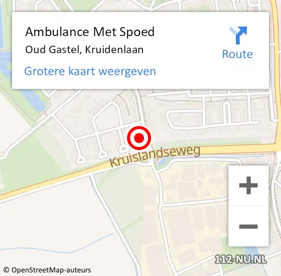 Locatie op kaart van de 112 melding: Ambulance Met Spoed Naar Oud Gastel, Kruidenlaan op 15 november 2017 01:09