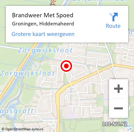 Locatie op kaart van de 112 melding: Brandweer Met Spoed Naar Groningen, Hiddemaheerd op 15 november 2017 01:54