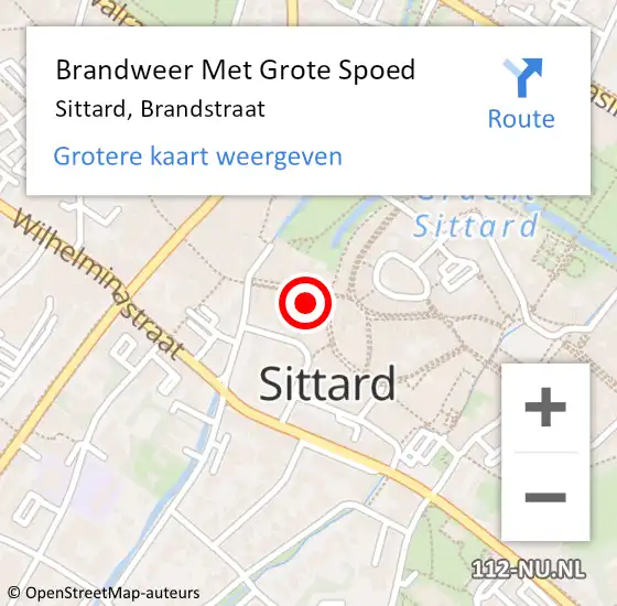 Locatie op kaart van de 112 melding: Brandweer Met Grote Spoed Naar Sittard, Brandstraat op 15 november 2017 03:00