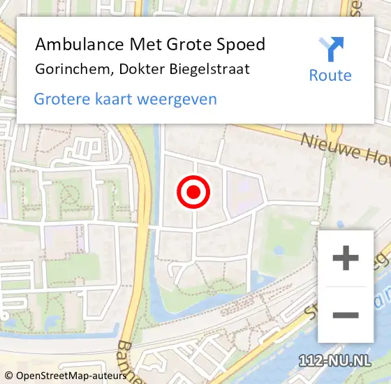 Locatie op kaart van de 112 melding: Ambulance Met Grote Spoed Naar Gorinchem, Dokter Biegelstraat op 15 november 2017 03:32