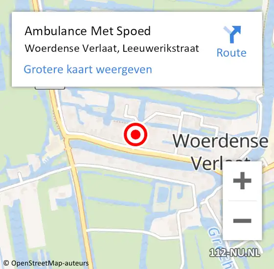 Locatie op kaart van de 112 melding: Ambulance Met Spoed Naar Woerdense Verlaat, Leeuwerikstraat op 15 november 2017 03:38