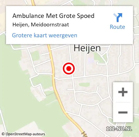 Locatie op kaart van de 112 melding: Ambulance Met Grote Spoed Naar Heijen, Meidoornstraat op 15 november 2017 04:07