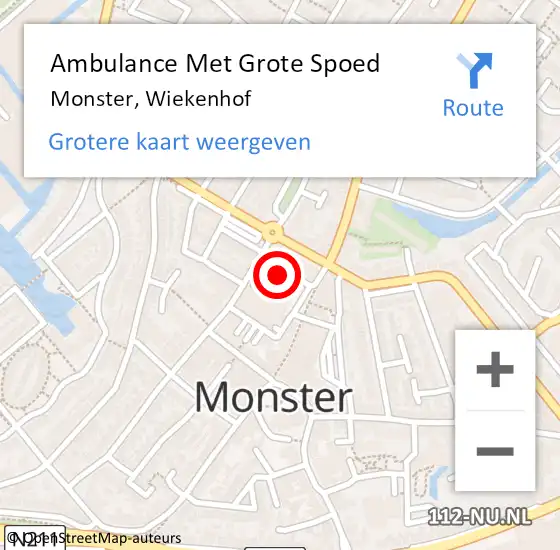 Locatie op kaart van de 112 melding: Ambulance Met Grote Spoed Naar Monster, Wiekenhof op 15 november 2017 05:05