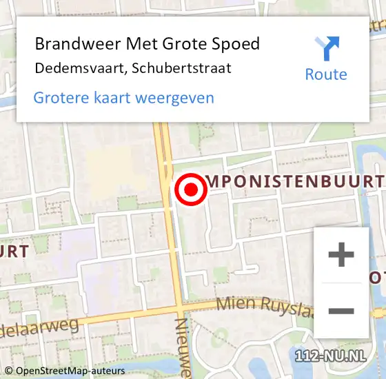 Locatie op kaart van de 112 melding: Brandweer Met Grote Spoed Naar Dedemsvaart, Schubertstraat op 15 november 2017 07:22