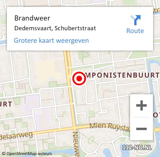 Locatie op kaart van de 112 melding: Brandweer Dedemsvaart, Schubertstraat op 15 november 2017 07:52