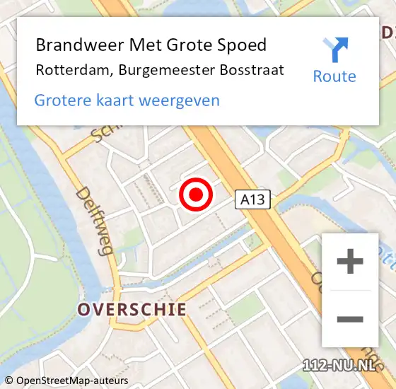Locatie op kaart van de 112 melding: Brandweer Met Grote Spoed Naar Rotterdam, Burgemeester Bosstraat op 15 november 2017 07:54