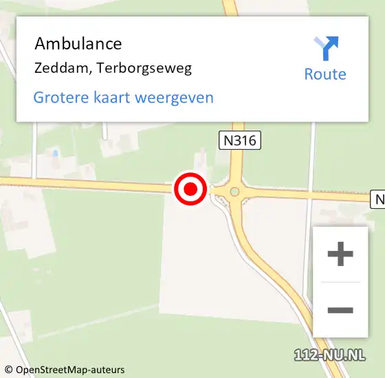 Locatie op kaart van de 112 melding: Ambulance Zeddam, Terborgseweg op 15 november 2017 07:57