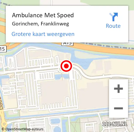 Locatie op kaart van de 112 melding: Ambulance Met Spoed Naar Gorinchem, Franklinweg op 15 november 2017 08:09