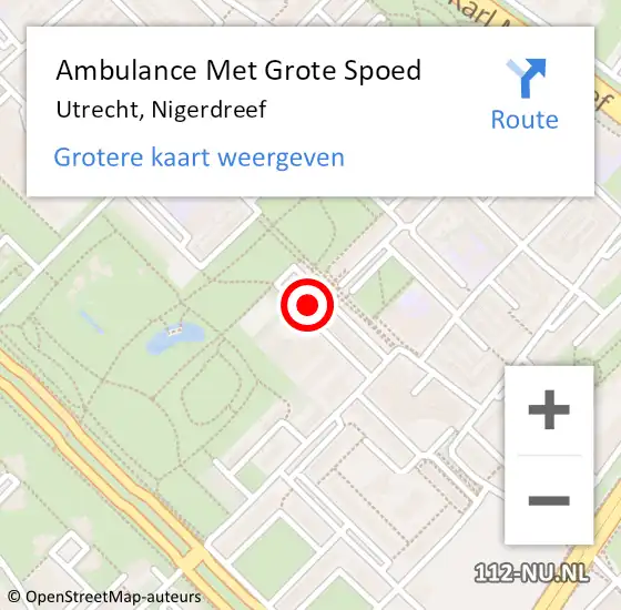 Locatie op kaart van de 112 melding: Ambulance Met Grote Spoed Naar Utrecht, Nigerdreef op 15 november 2017 08:18
