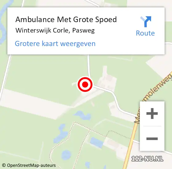 Locatie op kaart van de 112 melding: Ambulance Met Grote Spoed Naar Winterswijk Corle, Pasweg op 7 februari 2014 02:23