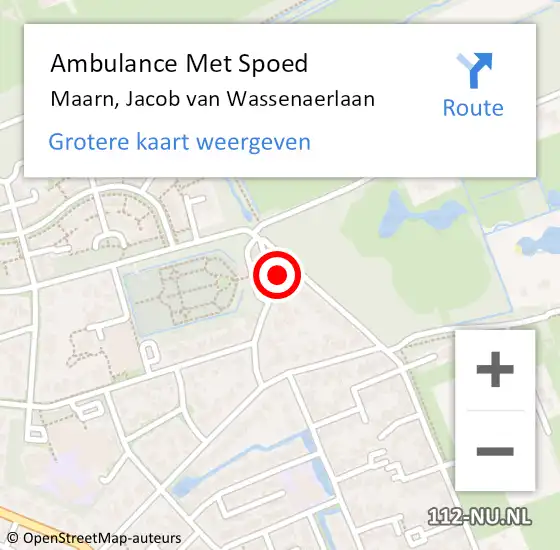 Locatie op kaart van de 112 melding: Ambulance Met Spoed Naar Maarn, Jacob van Wassenaerlaan op 15 november 2017 09:17