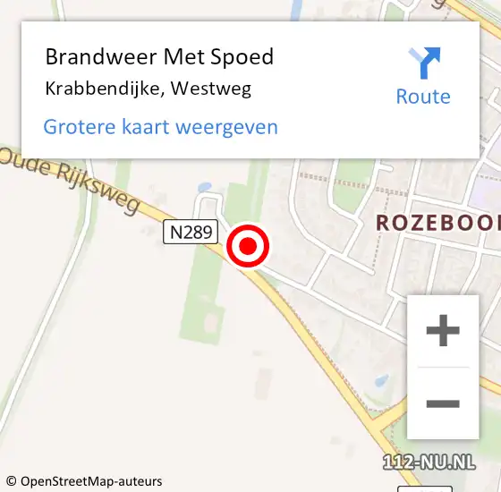 Locatie op kaart van de 112 melding: Brandweer Met Spoed Naar Krabbendijke, Westweg op 15 november 2017 09:49