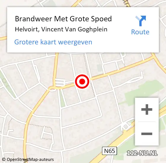 Locatie op kaart van de 112 melding: Brandweer Met Grote Spoed Naar Helvoirt, Vincent Van Goghplein op 15 november 2017 10:00