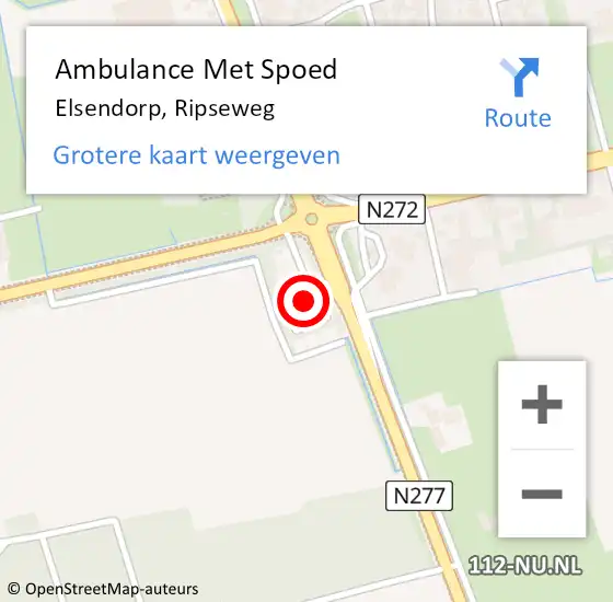 Locatie op kaart van de 112 melding: Ambulance Met Spoed Naar Elsendorp, Ripseweg op 15 november 2017 10:16