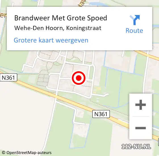 Locatie op kaart van de 112 melding: Brandweer Met Grote Spoed Naar Wehe-Den Hoorn, Koningstraat op 15 november 2017 10:20