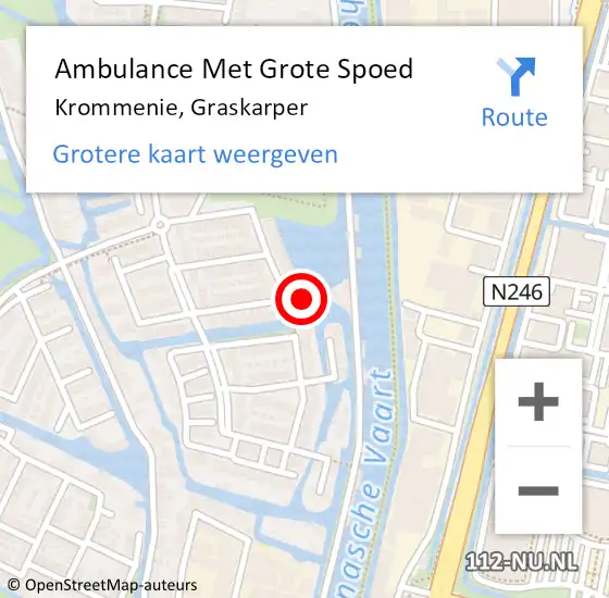 Locatie op kaart van de 112 melding: Ambulance Met Grote Spoed Naar Krommenie, Graskarper op 15 november 2017 10:24