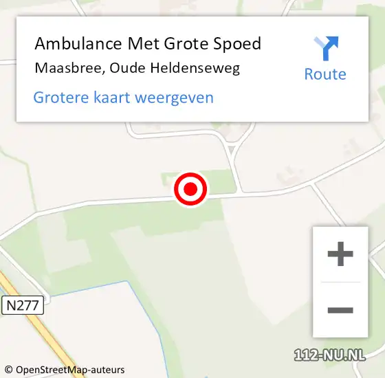 Locatie op kaart van de 112 melding: Ambulance Met Grote Spoed Naar Maasbree, Oude Heldenseweg op 15 november 2017 11:23