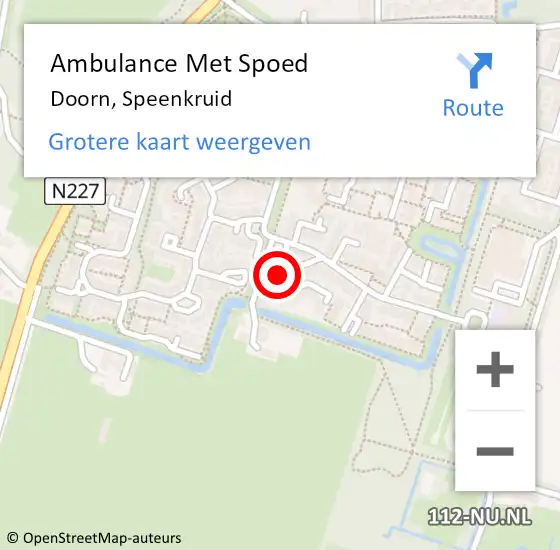 Locatie op kaart van de 112 melding: Ambulance Met Spoed Naar Doorn, Speenkruid op 15 november 2017 11:23