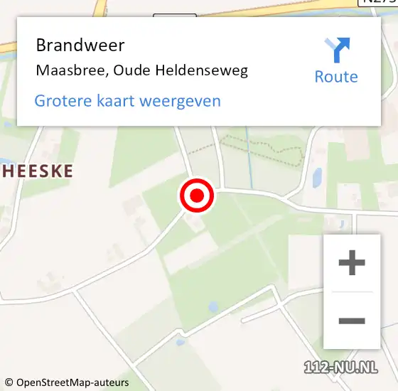 Locatie op kaart van de 112 melding: Brandweer Maasbree, Oude Heldenseweg op 15 november 2017 11:28