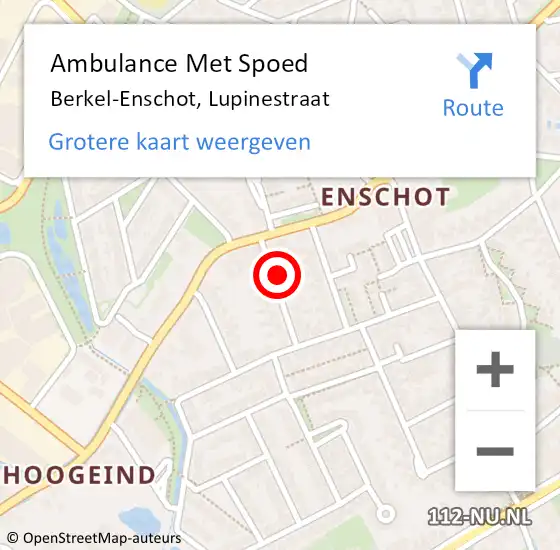 Locatie op kaart van de 112 melding: Ambulance Met Spoed Naar Berkel-Enschot, Lupinestraat op 15 november 2017 12:01