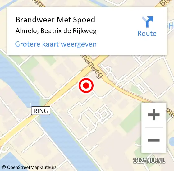 Locatie op kaart van de 112 melding: Brandweer Met Spoed Naar Almelo, Beatrix De Rijkweg op 15 november 2017 12:25