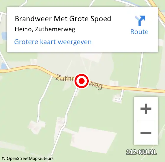 Locatie op kaart van de 112 melding: Brandweer Met Grote Spoed Naar Heino, Zuthemerweg op 15 november 2017 12:32