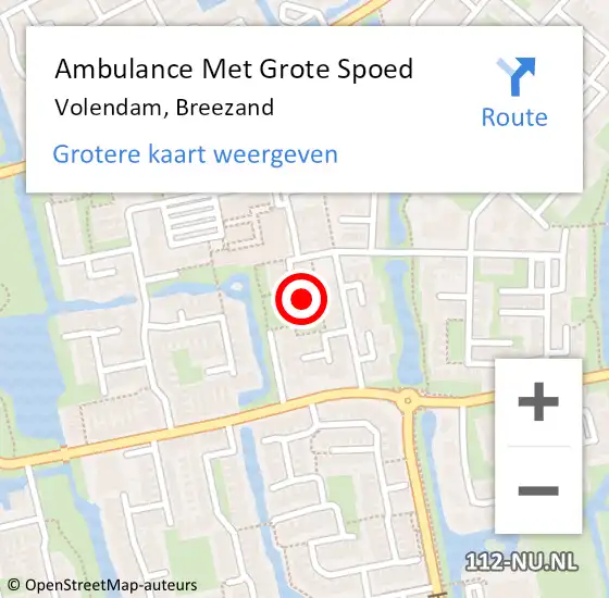 Locatie op kaart van de 112 melding: Ambulance Met Grote Spoed Naar Volendam, Breezand op 15 november 2017 12:33