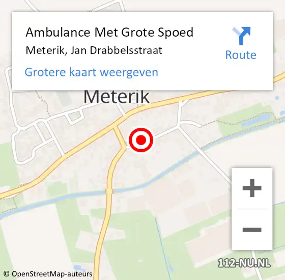 Locatie op kaart van de 112 melding: Ambulance Met Grote Spoed Naar Meterik, Jan Drabbelsstraat op 15 november 2017 13:26