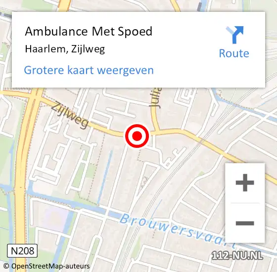 Locatie op kaart van de 112 melding: Ambulance Met Spoed Naar Haarlem, Zijlweg op 15 november 2017 13:40